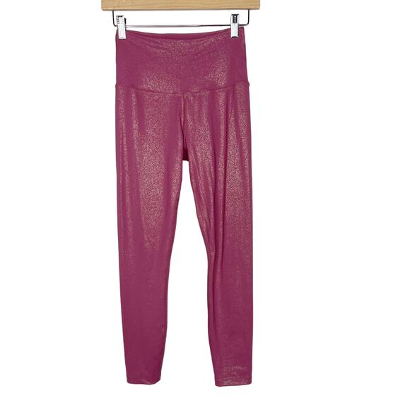 Beyond Yoga Small S Desert Berry Pink Metallic Twinkle High Waisted Midi Legging - Picture 1 of 11
